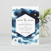 Mooie typografie Moonlit Wedding Save The Date (Staand voorkant)