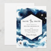 Mooie typografie Moonlit Wedding Save The Date (Voorkant / Achterkant)