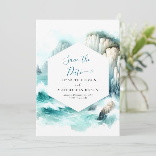 Mooie typografie nautische bruiloft save the date (Staand voorkant)