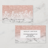 Mooie typografie roos goudglitter marmer visitekaartje (Voorkant / Achterkant)