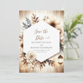 Mooie typografie rustieke bruiloft save the date (Staand voorkant)