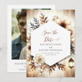 Mooie typografie rustieke bruiloft save the date (Voorkant / Achterkant)