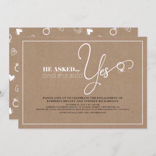 Mooie typografie Schattige Modern Engagement Party Kaart (Voorkant / Achterkant)