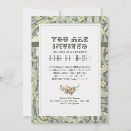 Mooie  typografie verjaardagsuitnodigingen kaart (Achterkant)