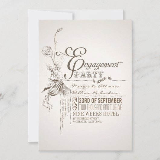 Mooie typografie verlovingsfeest uitnodigingen (Voorkant)