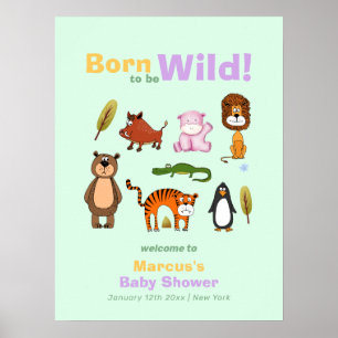 Mooie typografie Wilde Safari Baby Shower Welkom Poster