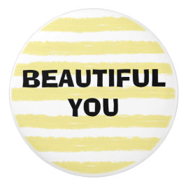 Mooie u geel witte Waterverf strepen Keramische Knop