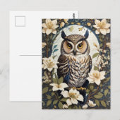 Mooie uil en jasmijn bloemen briefkaart (Voorkant / Achterkant)