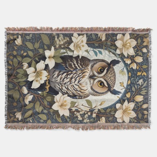 Mooie uil en jasmijn bloemen deken (Voorkant)