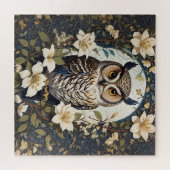 Mooie uil en jasmijn bloemen legpuzzel (Horizontaal)
