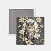 Mooie uil en jasmijn bloemen magneet (Voorkant / Achterkant)