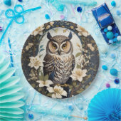 Mooie uil en jasmijn bloemen papieren bordje (Feest)