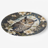 Mooie uil en jasmijn bloemen papieren bordje (Gekanteld)