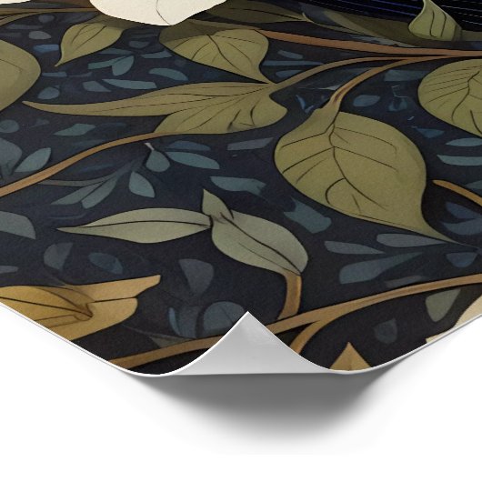 Mooie uil en jasmijn bloemen poster (Hoek)