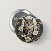 Mooie uil en jasmijn bloemen ronde button 5,7 cm (Voorkant /achterkant)