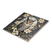 Mooie uil en jasmijn bloemen tegeltje (Zijkant)