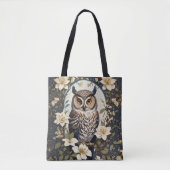 Mooie uil en jasmijn bloemen tote bag (Voorkant)