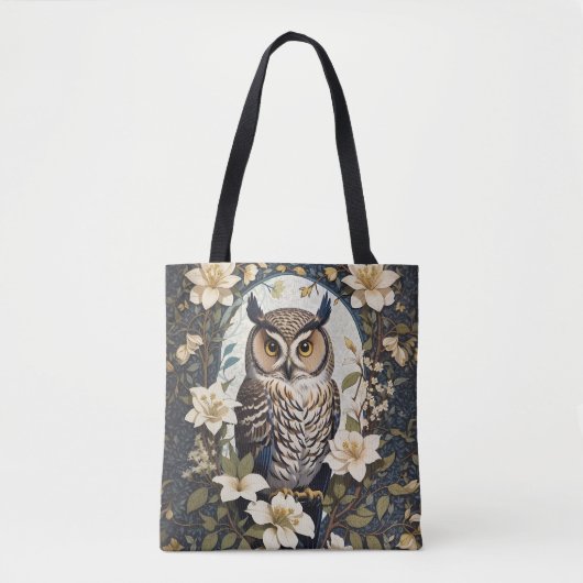 Mooie uil en jasmijn bloemen tote bag (Voorkant)