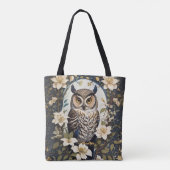Mooie uil en jasmijn bloemen tote bag (Achterkant)