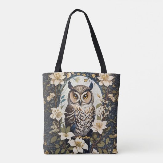 Mooie uil en jasmijn bloemen tote bag (Achterkant)