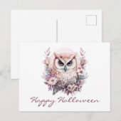Mooie Uil Floral Happy Halloween Feestdagenkaart (Voorkant / Achterkant)