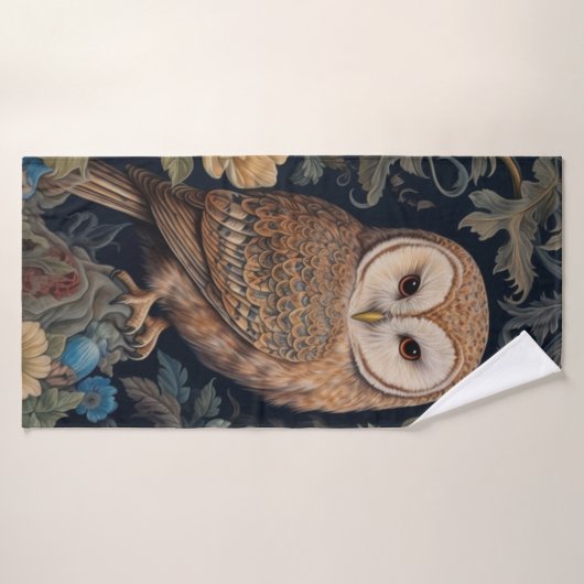 Mooie uil in de tuin art nouveau stijl badhanddoek (Badhanddoek)