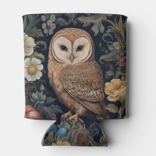 Mooie uil in de tuin art nouveau stijl blikjeskoeler (Achterkant)