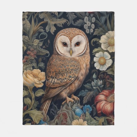 Mooie uil in de tuin art nouveau stijl fleece deken (Voorkant)