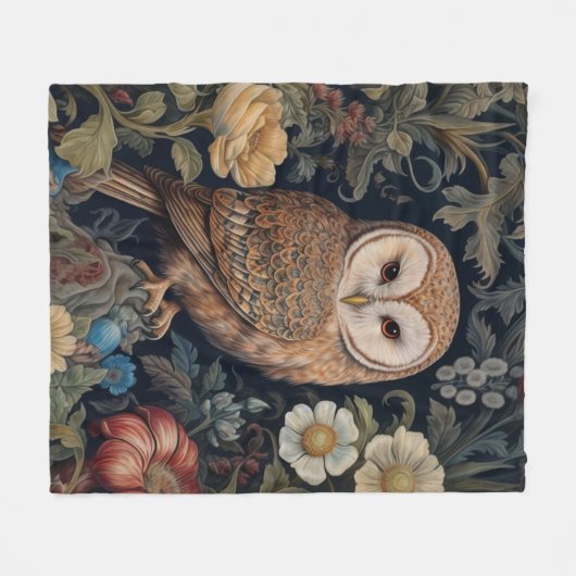 Mooie uil in de tuin art nouveau stijl fleece deken (Voorkant (Horizontaal))