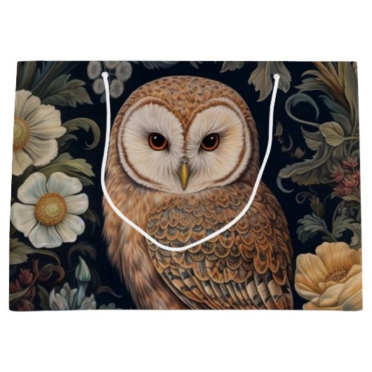 Mooie uil in de tuin art nouveau stijl groot cadeauzakje (Voorkant)