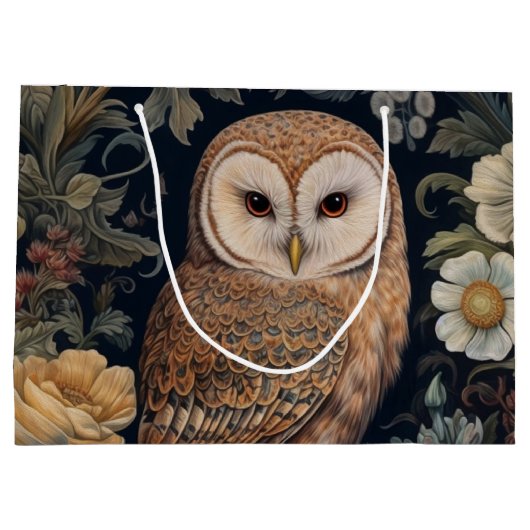 Mooie uil in de tuin art nouveau stijl groot cadeauzakje (Achterkant)