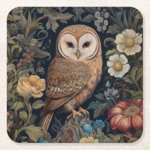 Mooie uil in de tuin art nouveau stijl kartonnen onderzetters