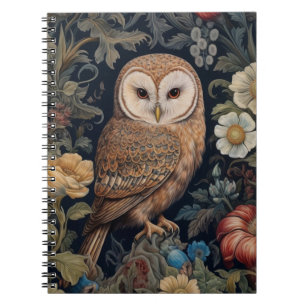 Mooie uil in de tuin art nouveau stijl notitieboek