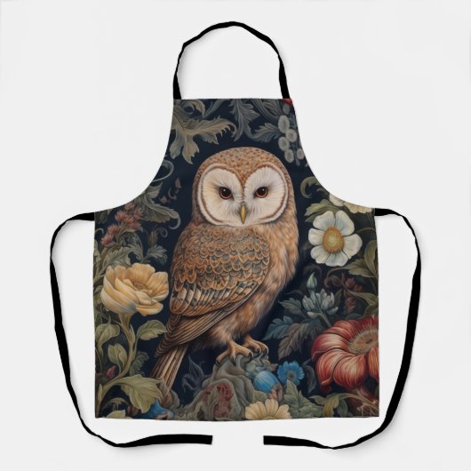 Mooie uil in de tuin art nouveau stijl schort (Voorkant)