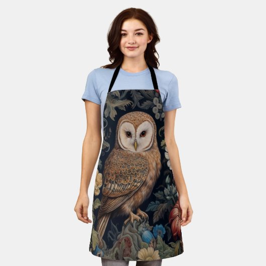 Mooie uil in de tuin art nouveau stijl schort (Gedragen)