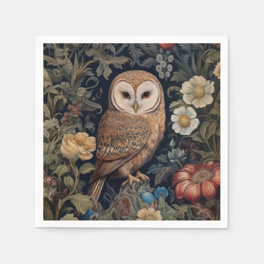 Mooie uil in de tuin art nouveau stijl servet (Voorkant)