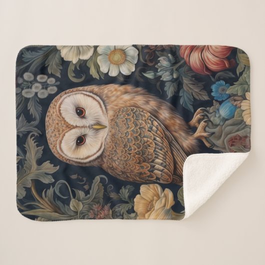 Mooie uil in de tuin art nouveau stijl sherpa deken (Voorkant (horizontaal))