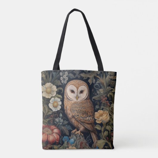 Mooie uil in de tuin art nouveau stijl tote bag (Achterkant)