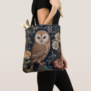 Mooie uil in de tuin art nouveau stijl tote bag