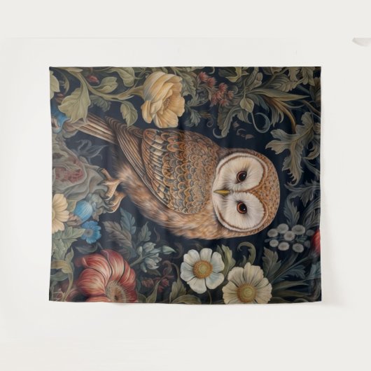 Mooie uil in de tuin art nouveau stijl wandkleed (Voorkant (horizontaal))