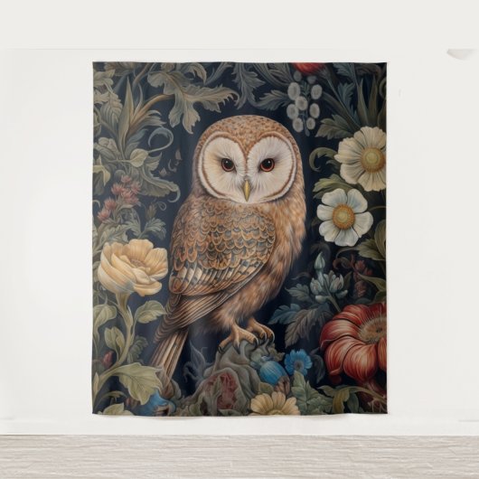 Mooie uil in de tuin art nouveau stijl wandkleed (Voorkant)