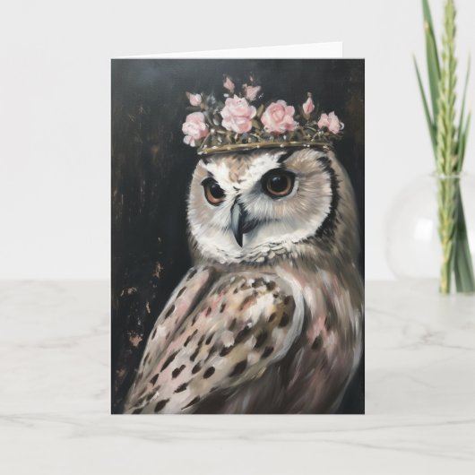 Mooie Uil in een kroon alle gelegenheden Kaart (Voorkant)