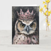 Mooie Uil in een kroon alle gelegenheden Kaart (Gele Bloem)