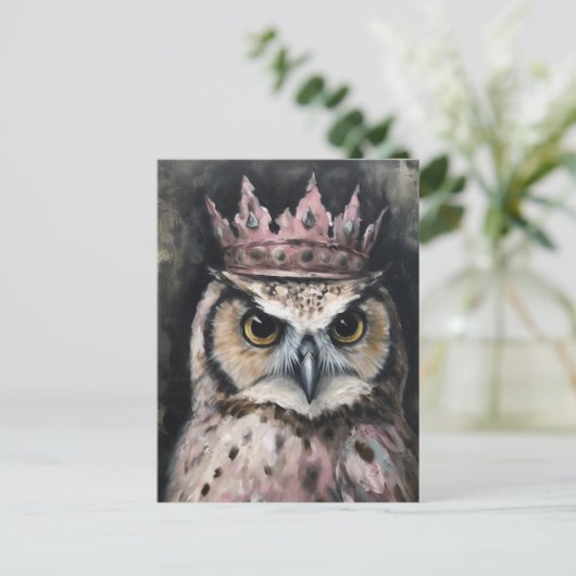 Mooie Uil in een kroon Briefkaart (Staand voorkant)