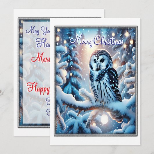 Mooie uil in een winter wonderland Kerstmis Feestdagenkaart (Voorkant / Achterkant)