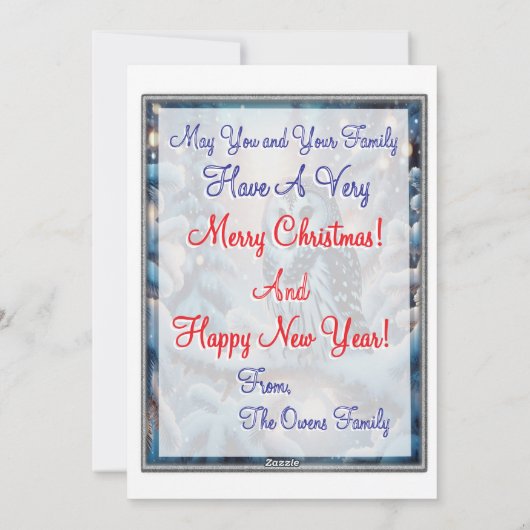 Mooie uil in een winter wonderland Kerstmis Feestdagenkaart (Achterkant)