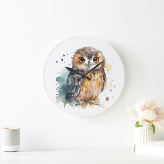 Mooie Uil in Waterverf Grote Klok (Huis)
