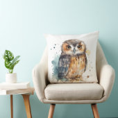 Mooie Uil in Waterverf Kussen (Stoel)