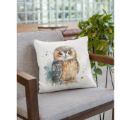 Mooie Uil in Waterverf Kussen