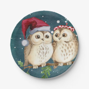 Mooie Uil Kerst Papieren Borden Tafelgerei Bordje